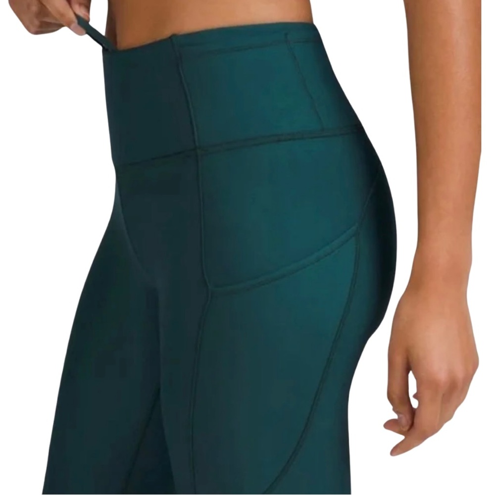 Lululemon Fast and Free Fleece Ligned Leggings Teal Blue Size 6 - Picture 2 of 16
